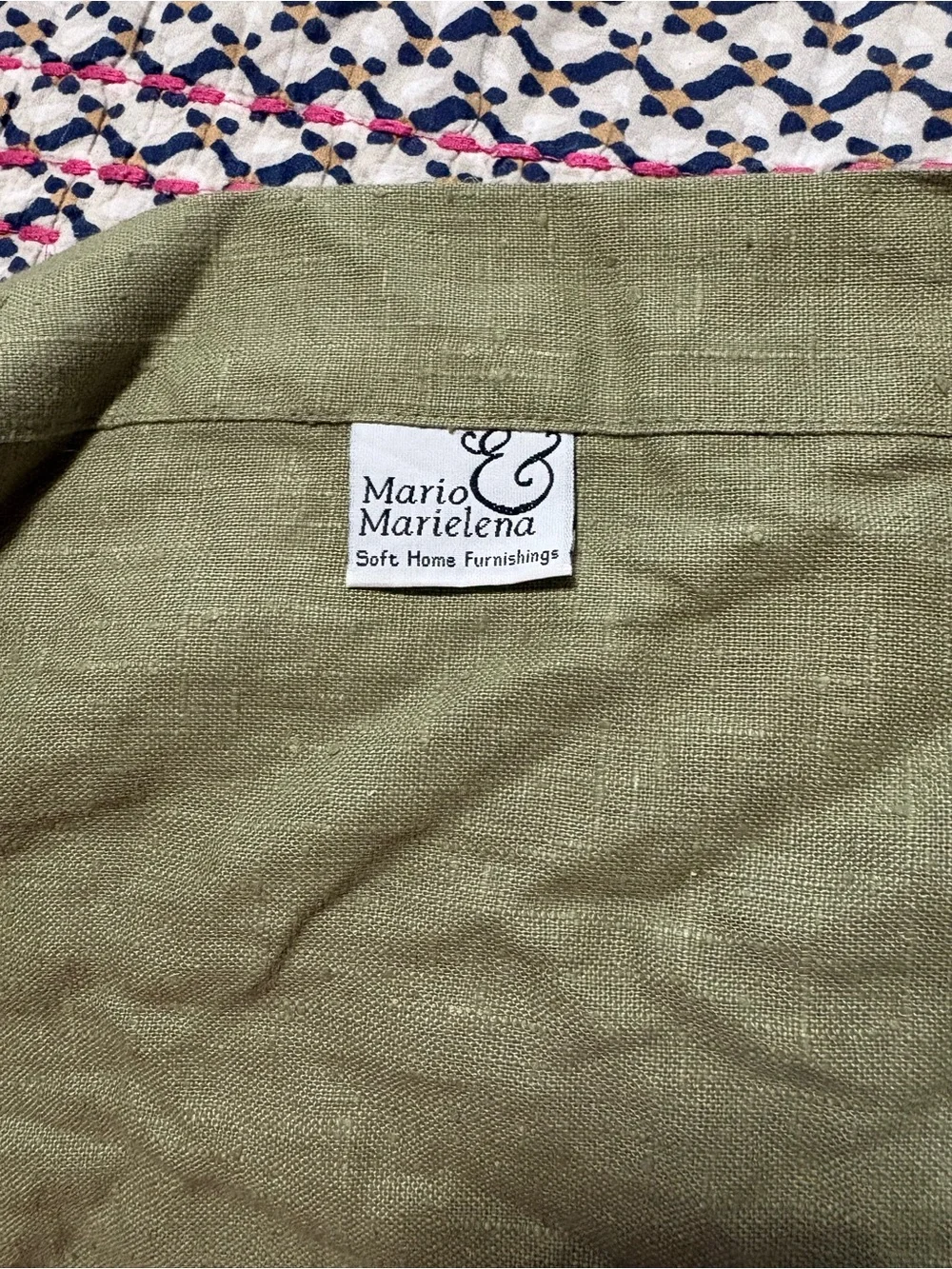 Olive Green Linen Button Pouch Duvet King